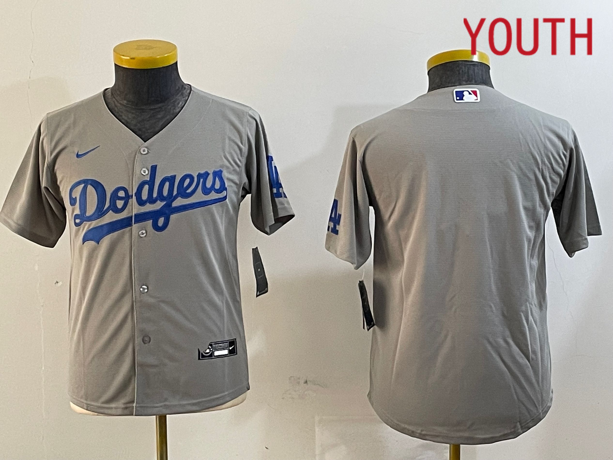 Youth Los Angeles Dodgers Blank Grey Game 2024 Nike MLB Jersey style 1216->youth mlb jersey->Youth Jersey